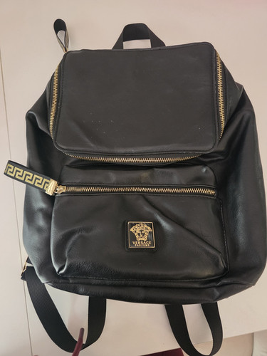 Versace black leather - leather, medusa
